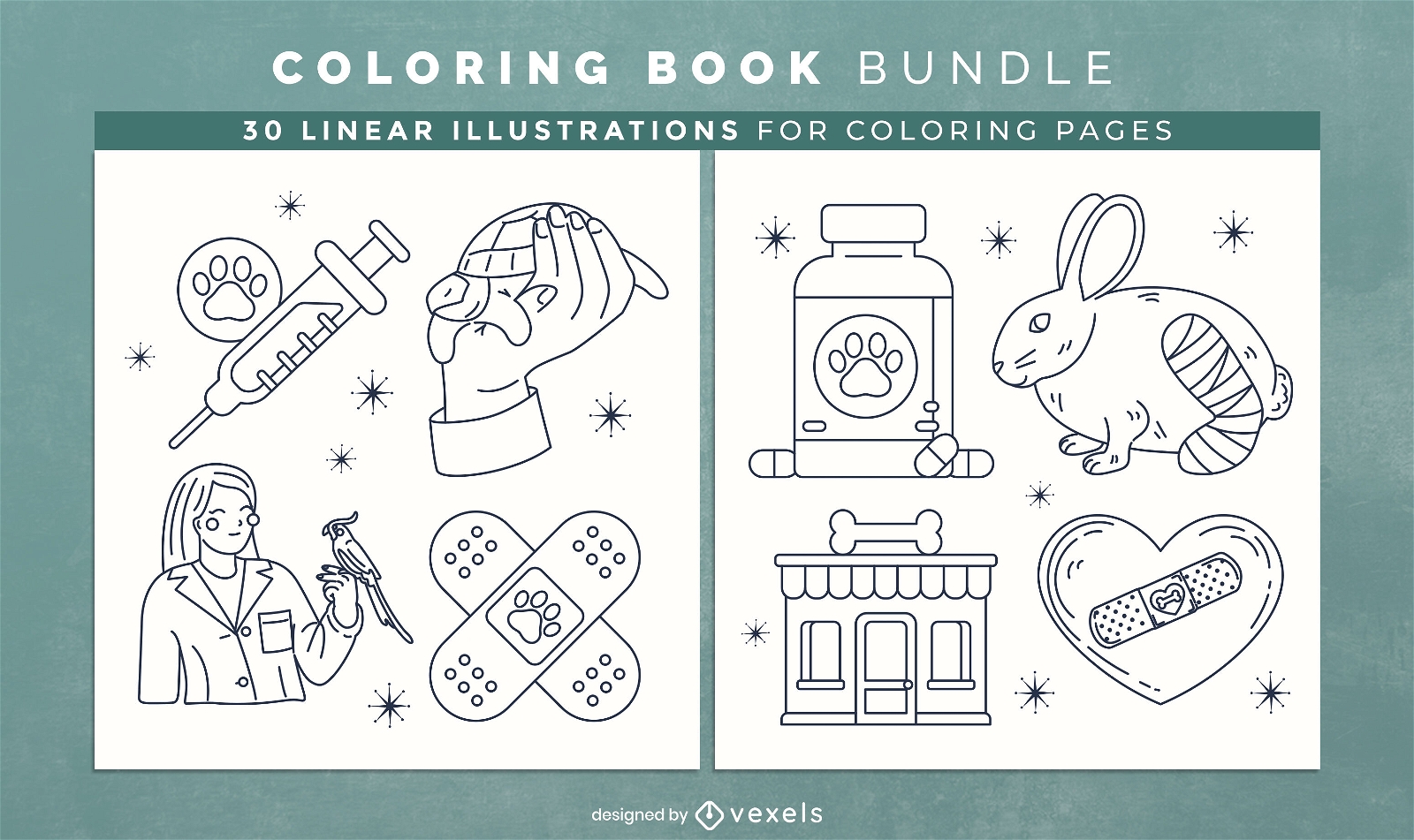 Veterinarian coloring book pages design