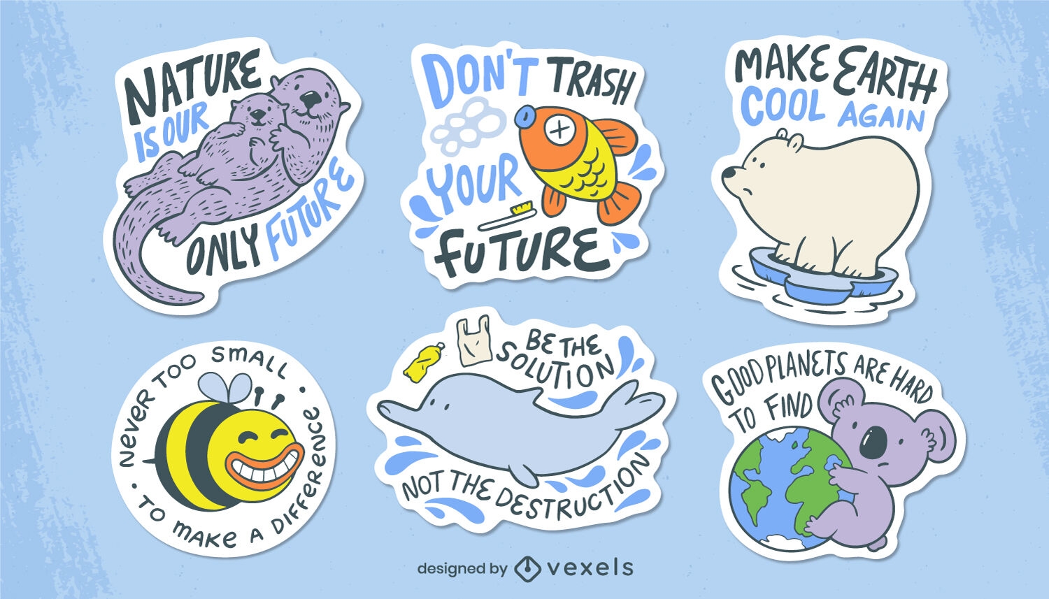 Earth day animals stickers set
