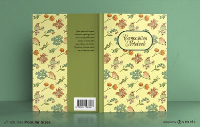 Design de capa de livro de composição de flores botânicas