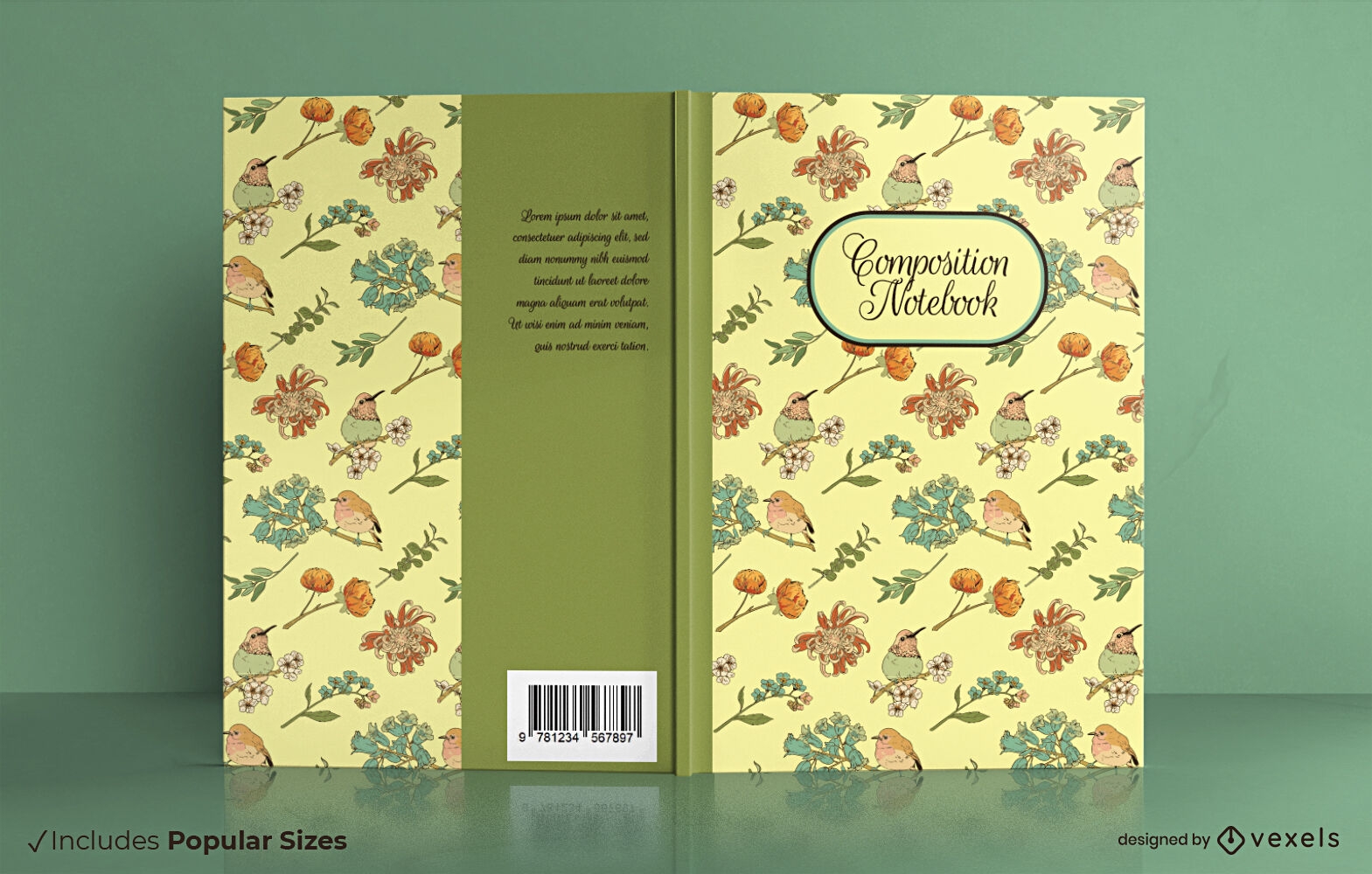 Botanical flowers composition book cover design