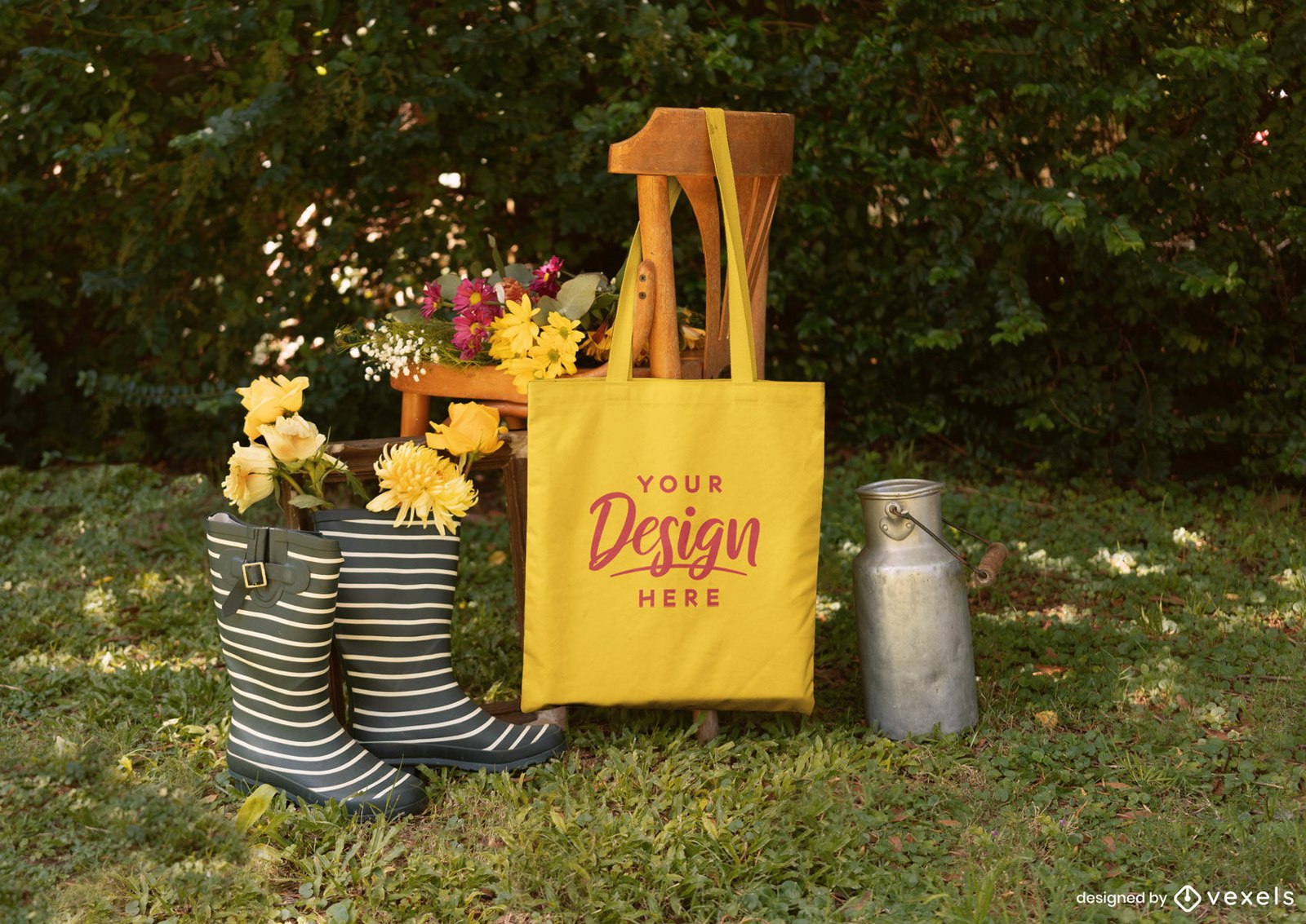 Design de maquete de bolsa de jardineiro