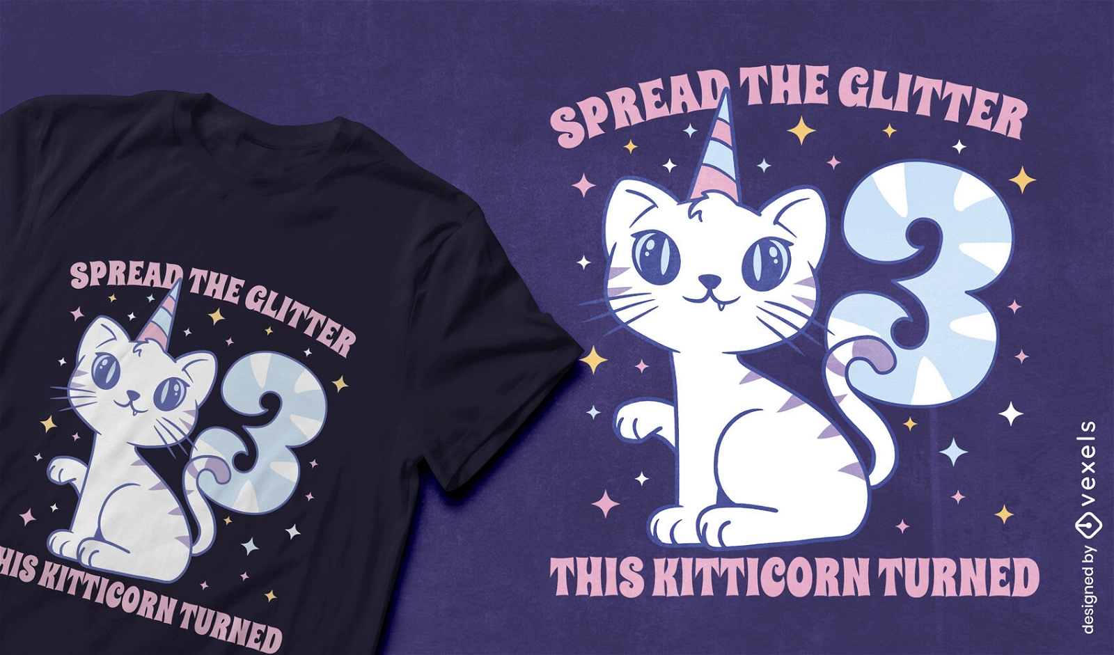 Design de camiseta animal de aniversário de gato fofo