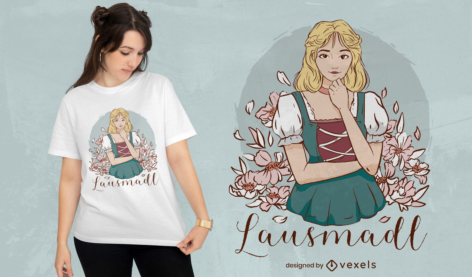 Deutsches Mädchen mit Kurzhaar-T-Shirt-Design