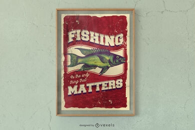 Fishing quote vintage poster design