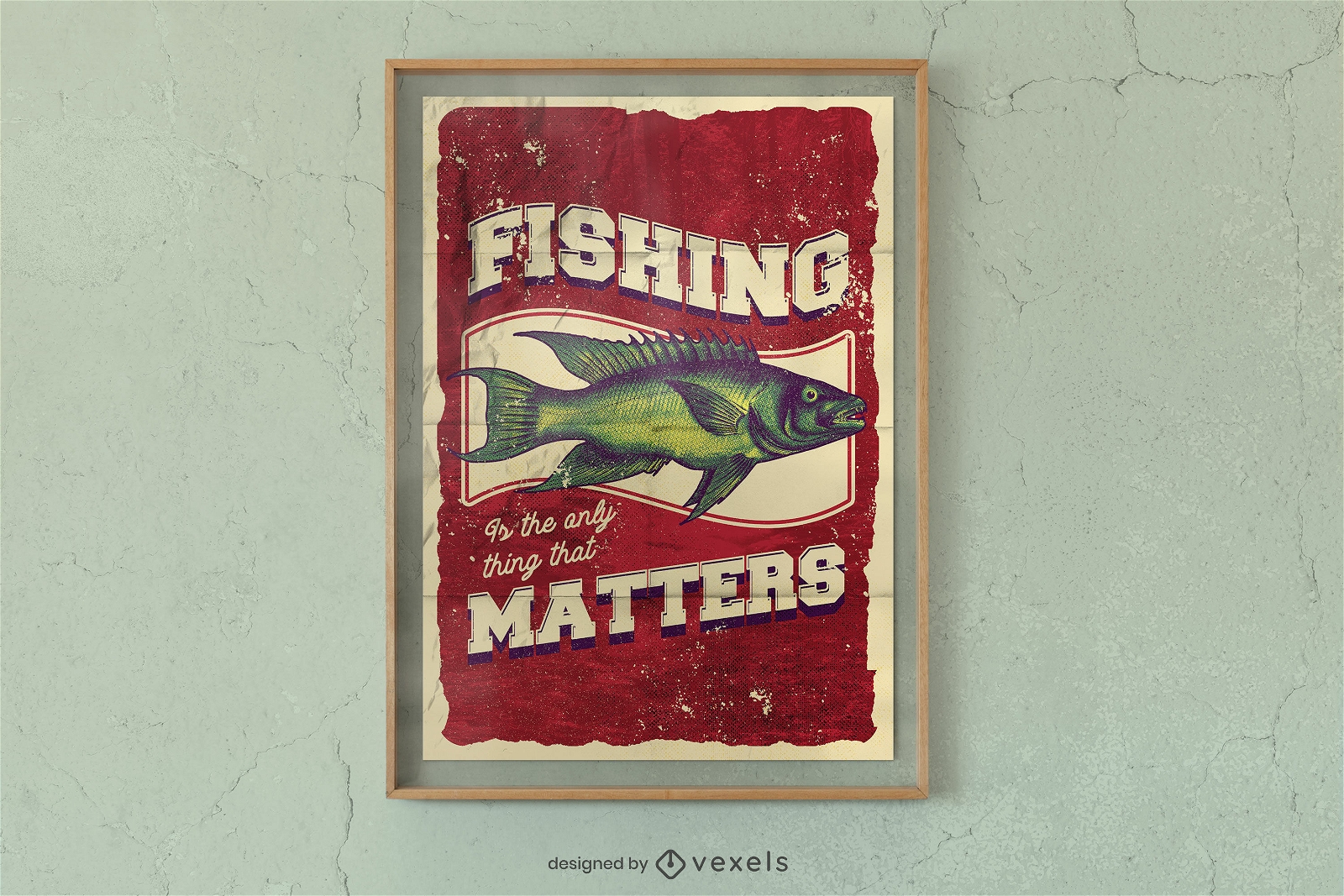 Design de cartaz vintage de cita??o de pesca
