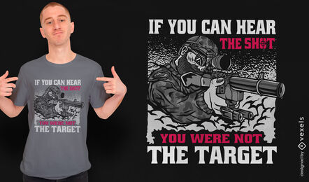 Sniper com design de camiseta de rifle de arma grande