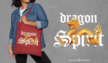 Design de bolsa de citação de dragão dourado