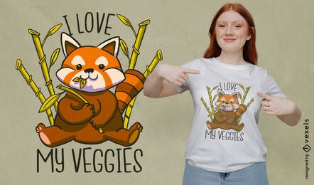 Red panda bear eating bamboo t-shirt design