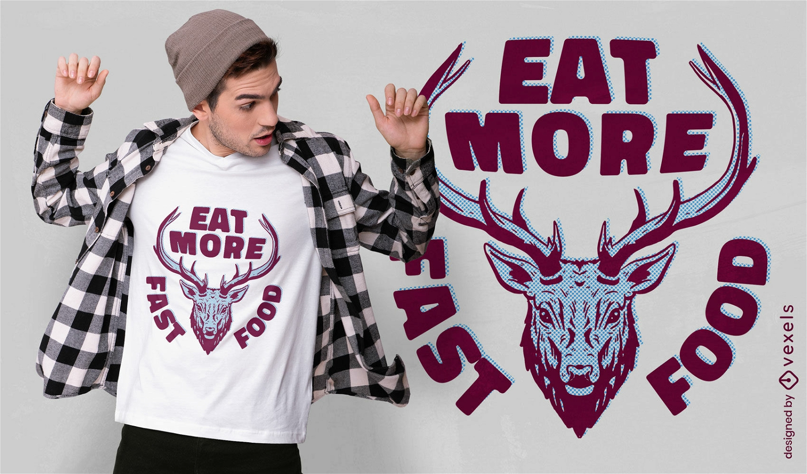 Diseño de camiseta de cabeza de animal salvaje de ciervo