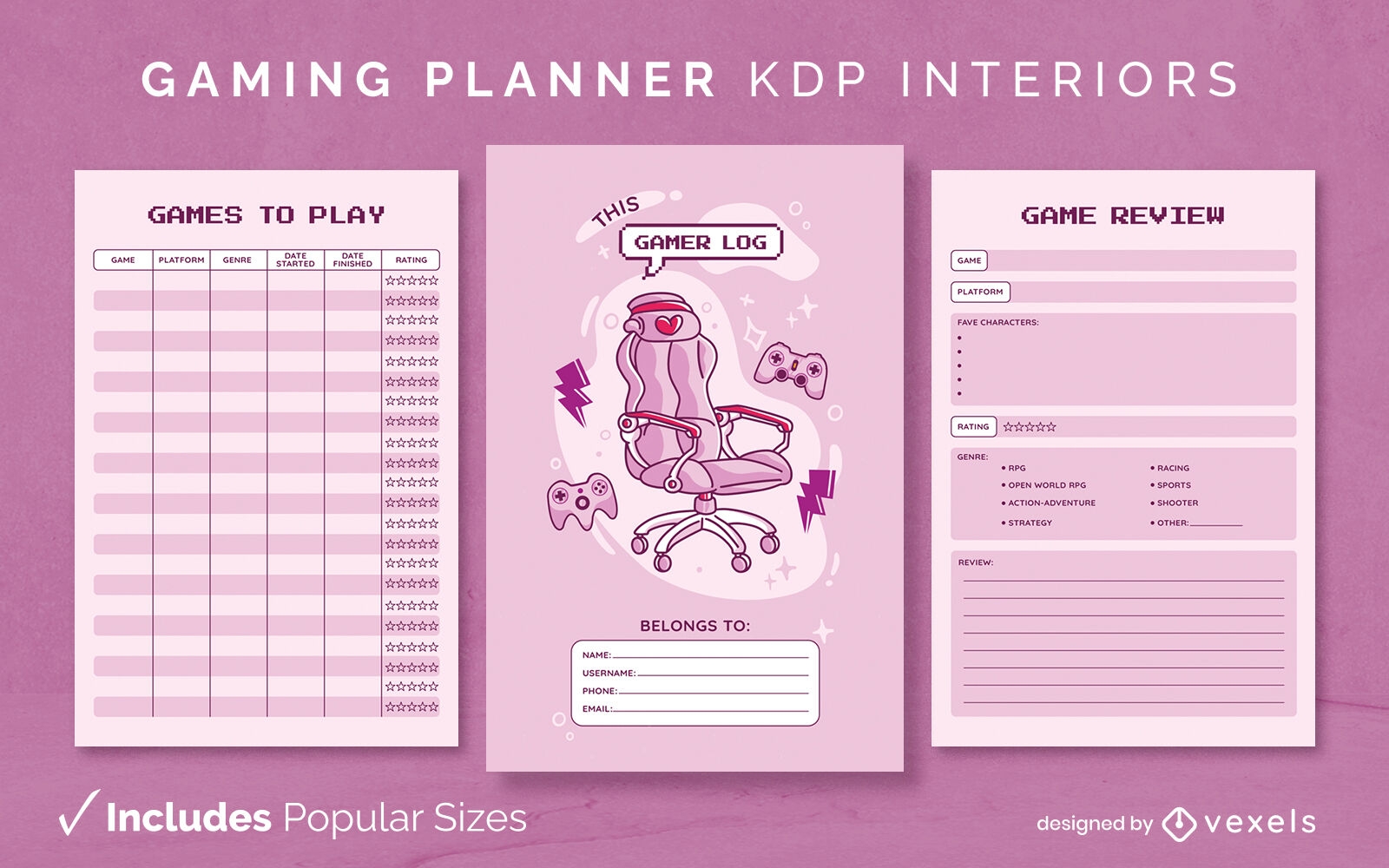 Gamer Girl Planer Diary Design Template KDP