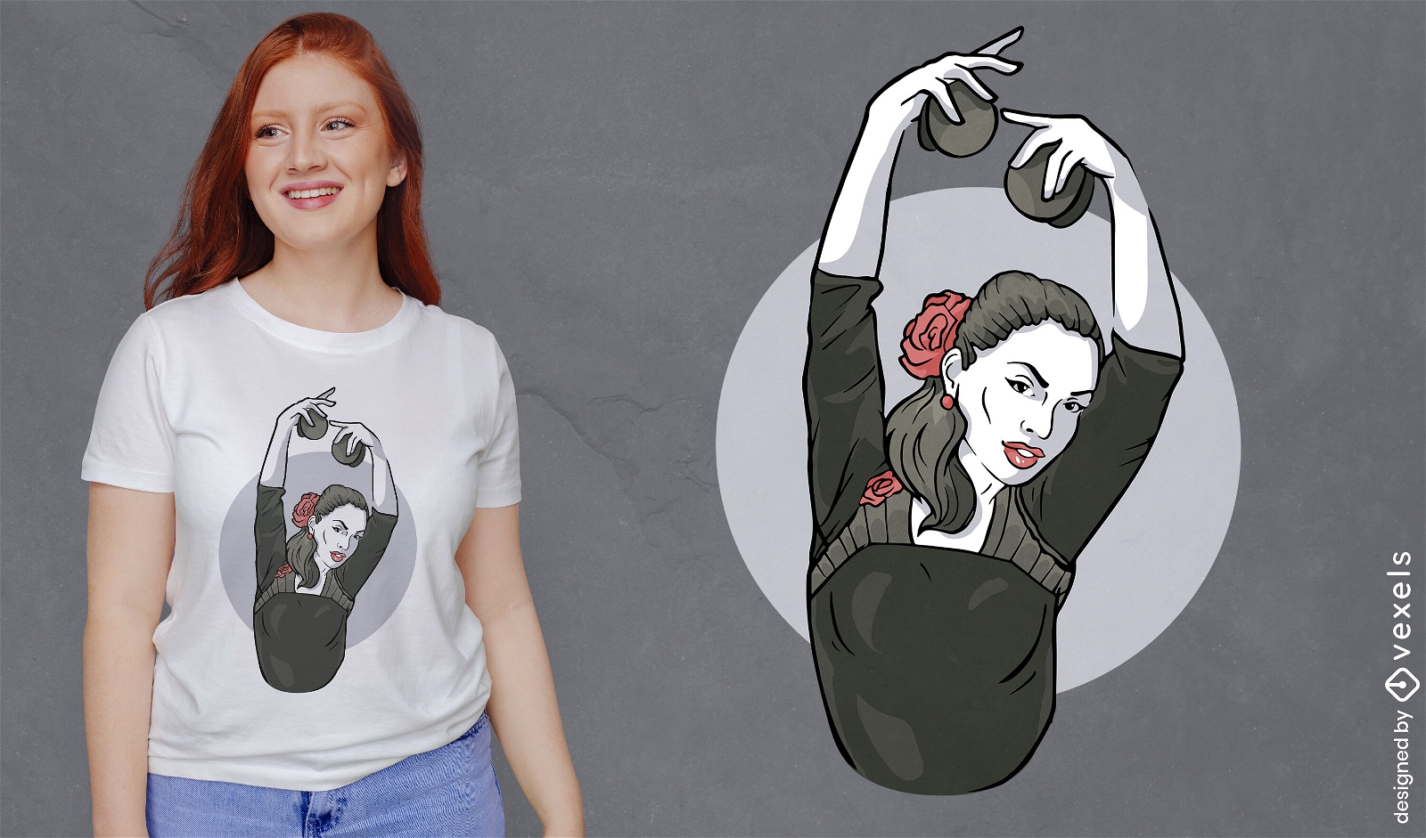 Diseño de camiseta mujer bailando flamenco