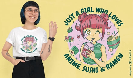 Anime and sushi quote t-shirt design