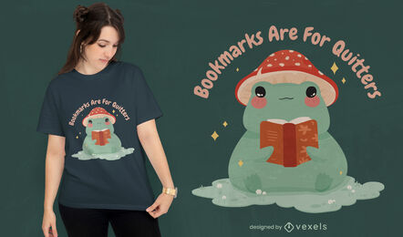 Diseño de camiseta de libro de lectura de animales de rana