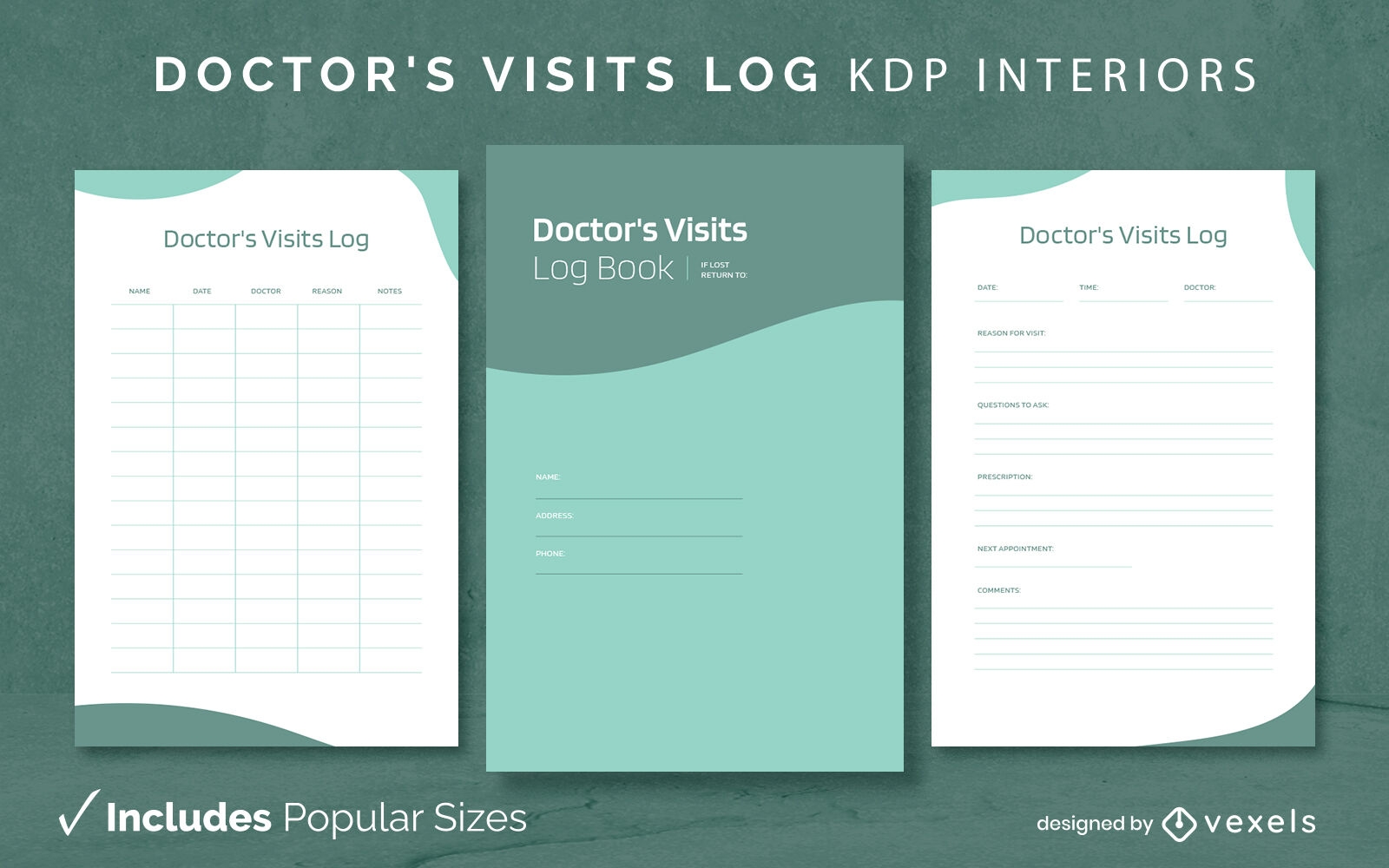 Doctor's visits Tracking Log Design Template KDP