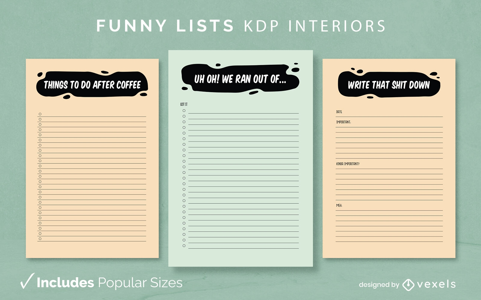 Funny lists Journal Design Template KDP