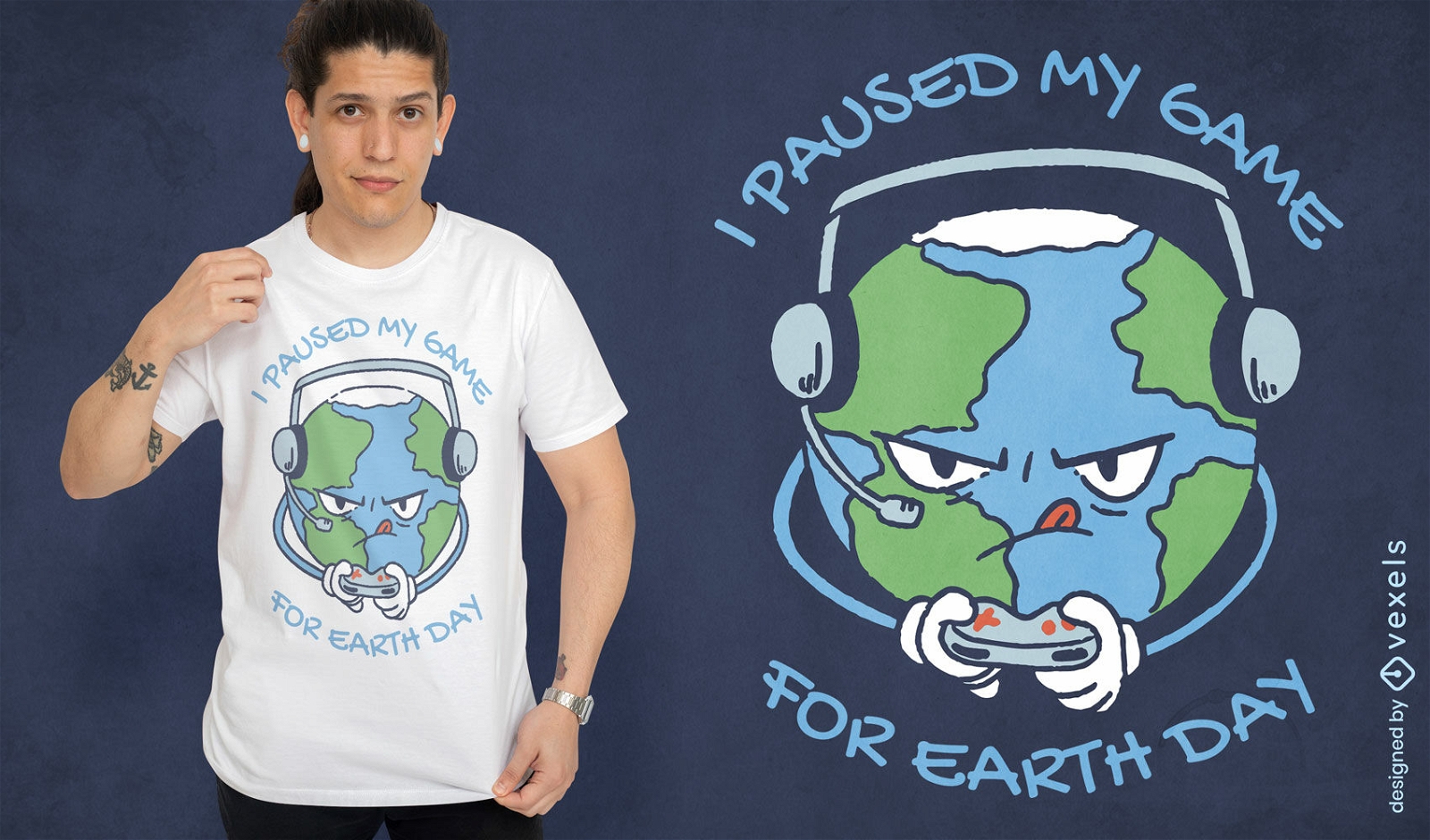 Earth playing videogames t-shirt design