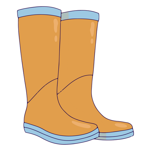 Botas de chuva cor de traço laranja Desenho PNG