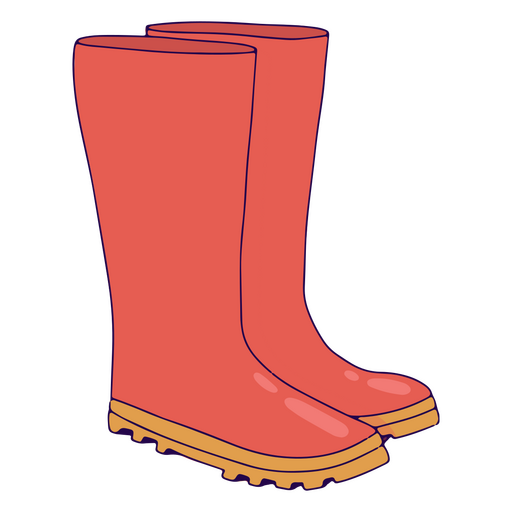 Botas de lluvia color trazo rojo Diseño PNG