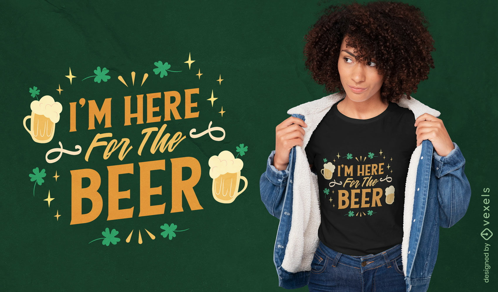 Diseño de camiseta navideña de Beer St patricks