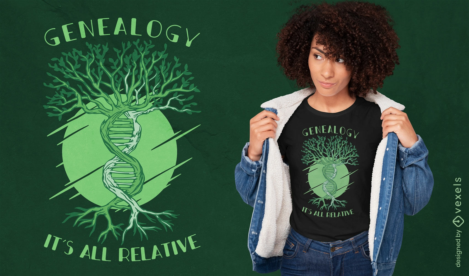 Diseño de camiseta de genealogía de árbol de cadena de ADN