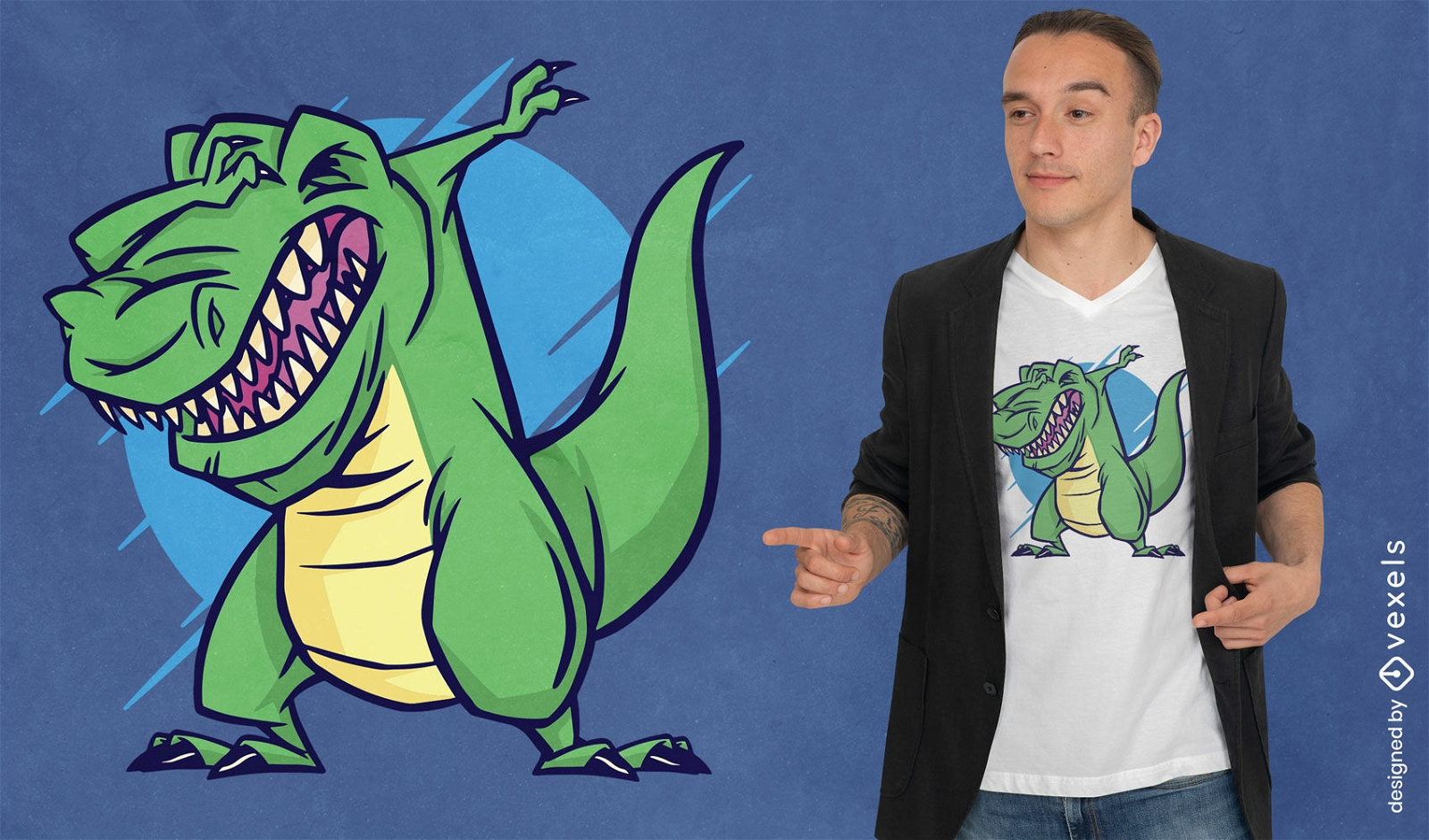 Dise?o de camiseta dabbing dinosaurio t-rex