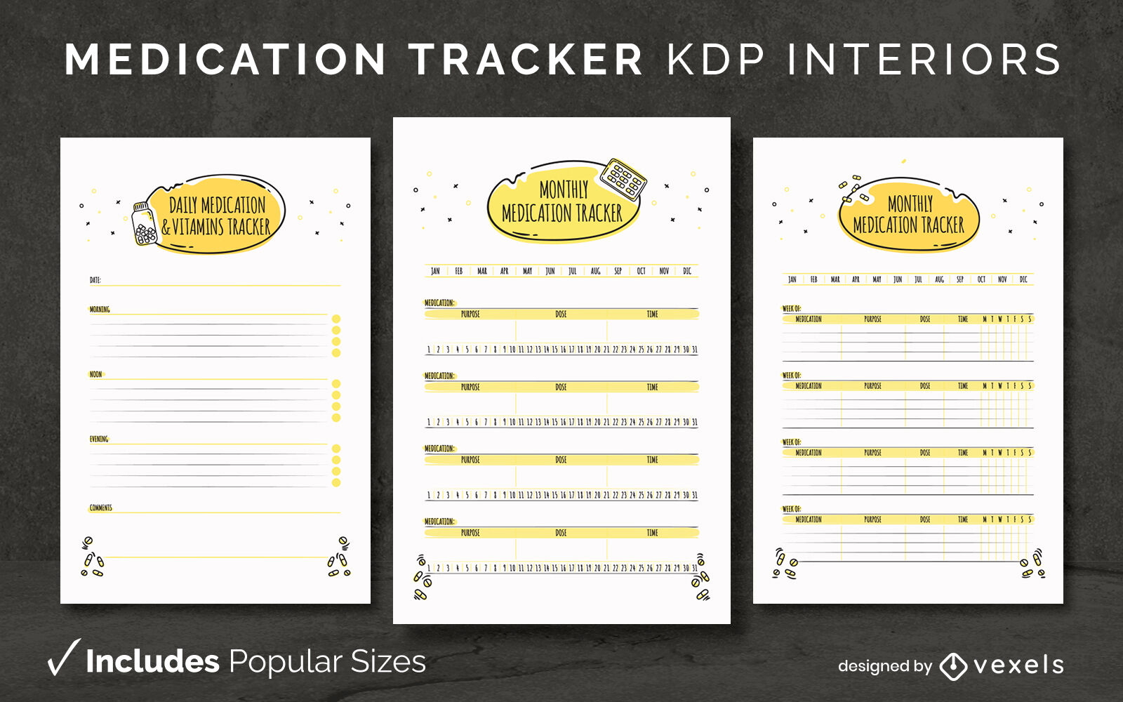 Medication Tracking Log Design Template KDP