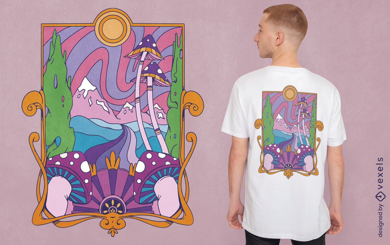 Psychedelic mushrooms nature t-shirt design