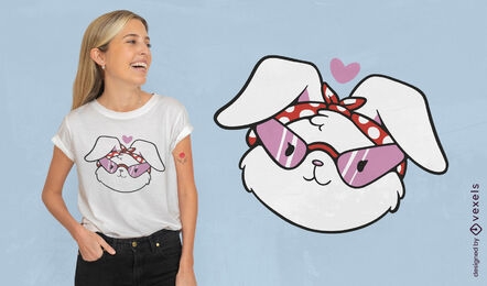 Conejo de dibujos animados con diseño de camiseta de pañuelo