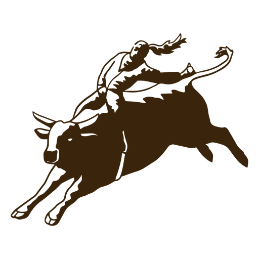 Cowboy montando touro ocidental alto contraste Desenho PNG