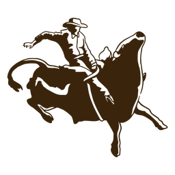 Touro cowboy passeio de alto contraste Desenho PNG