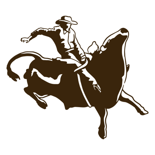 Bull cowboy ride high contrast PNG Design