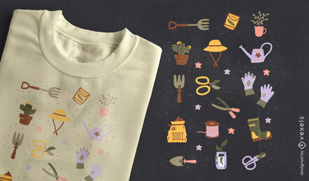 Design de camiseta de hobby de ferramentas de jardinagem