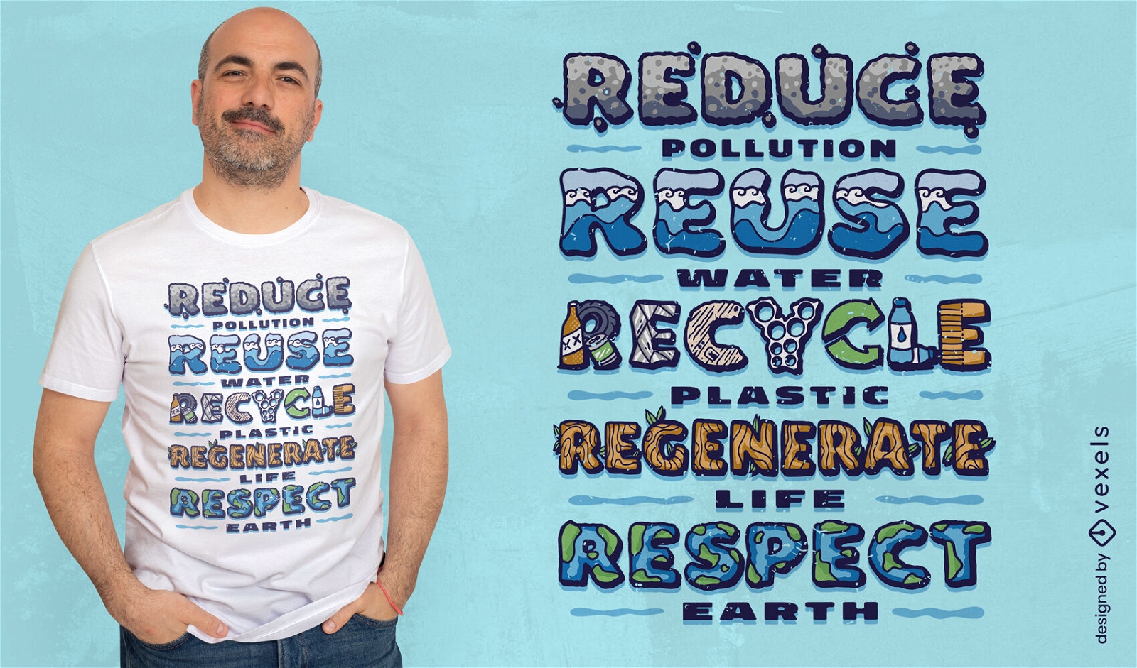 Camiseta de medio ambiente con cita de reciclaje