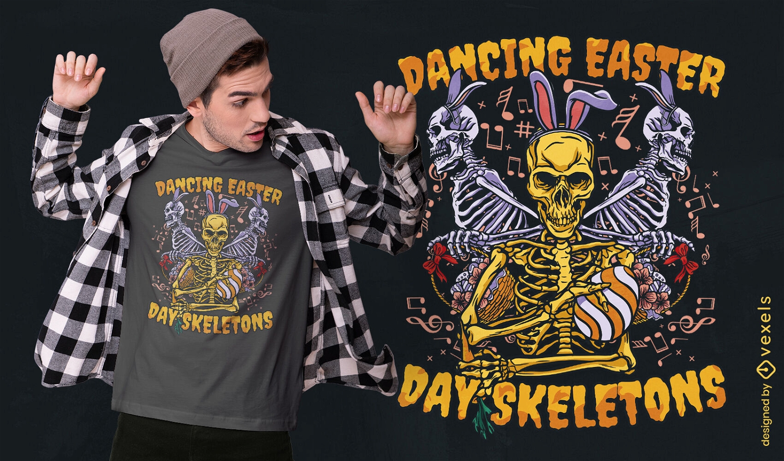 Design de camiseta de férias de esqueletos de páscoa
