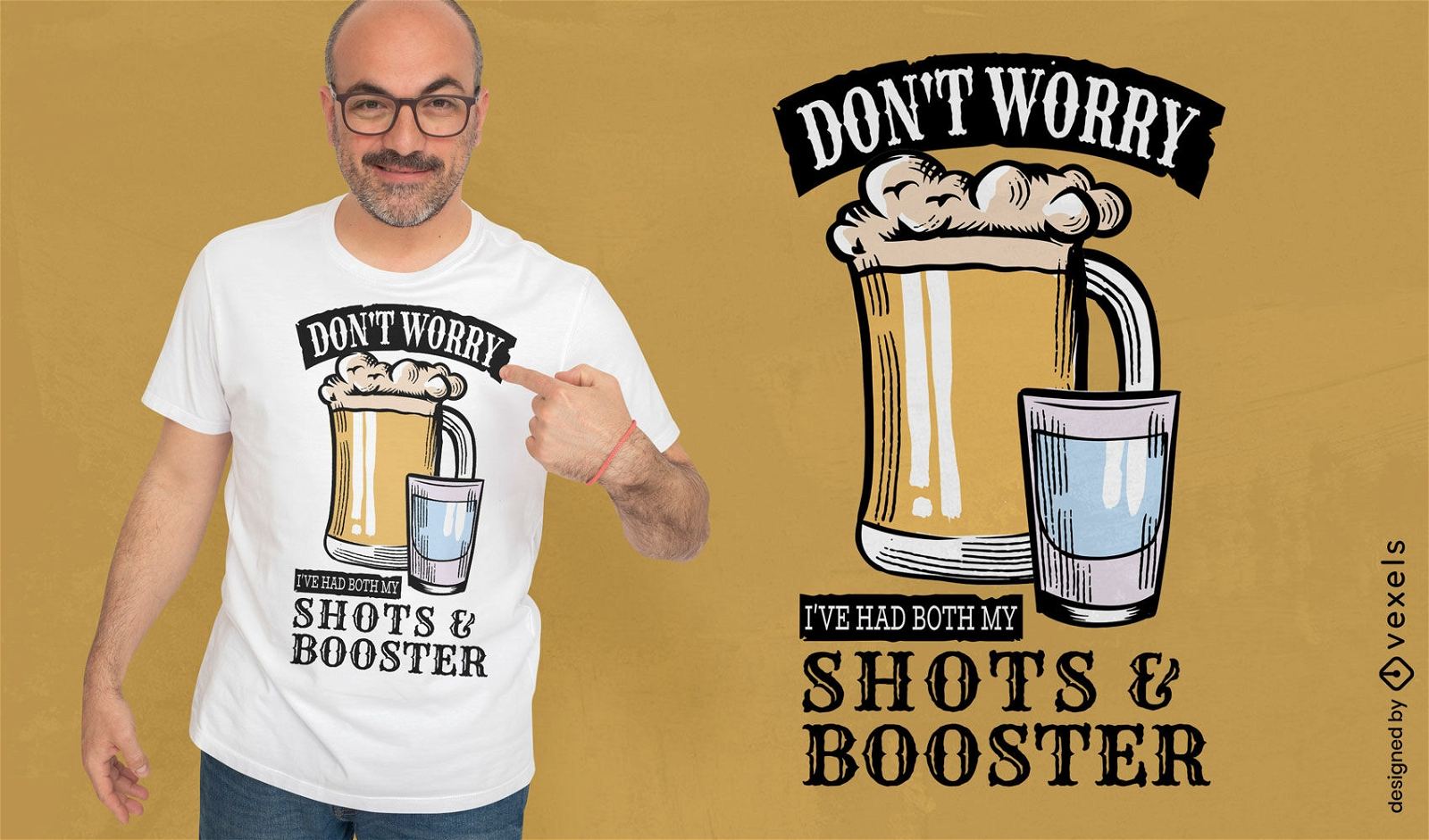 Diseño divertido de camiseta de bebidas de tequila y cerveza.