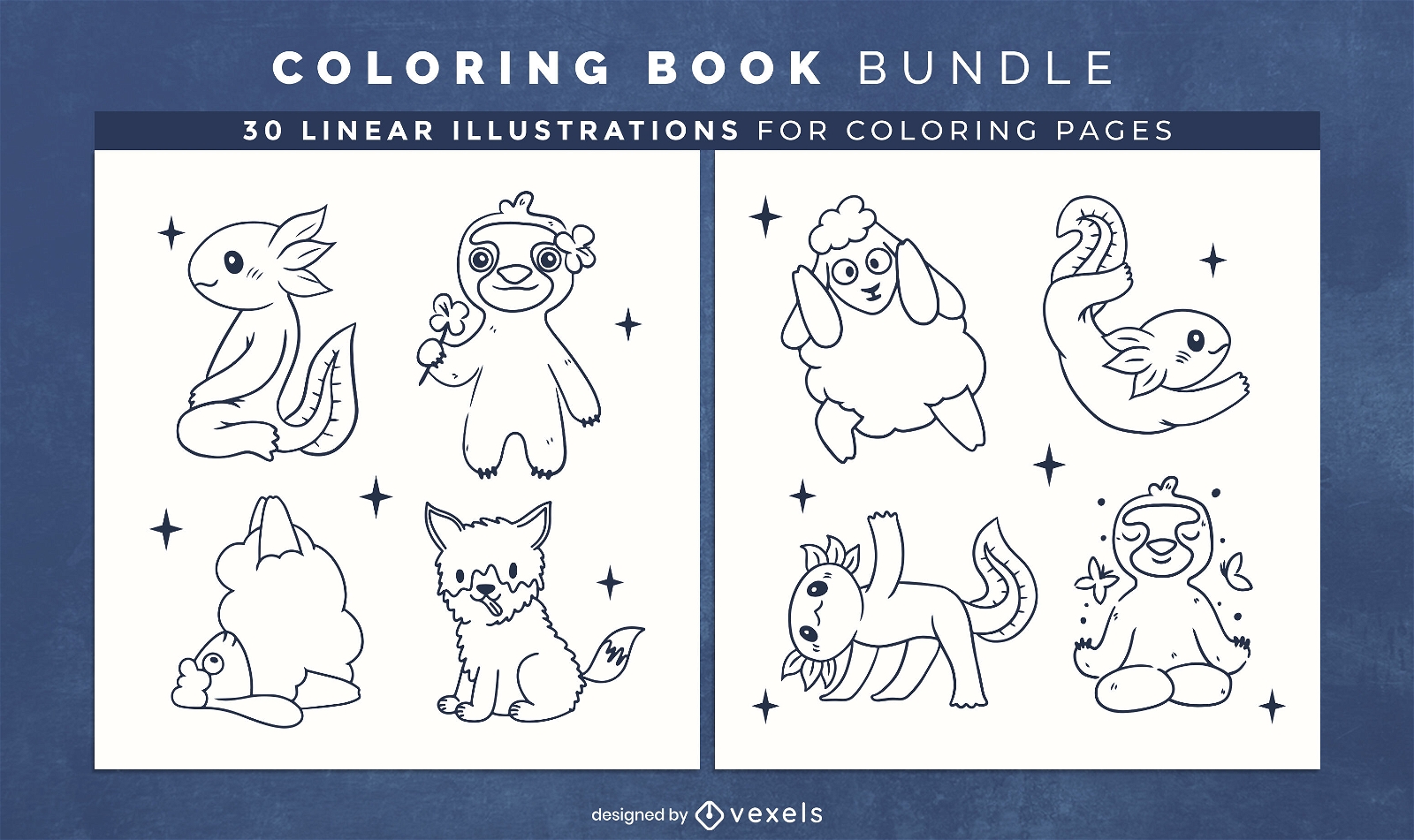 Funny yoga animal coloring book pages design