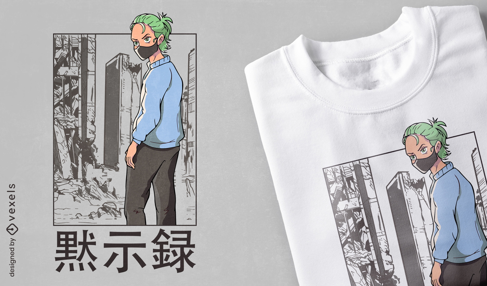 Diseño de camiseta de anime apocalipsis.