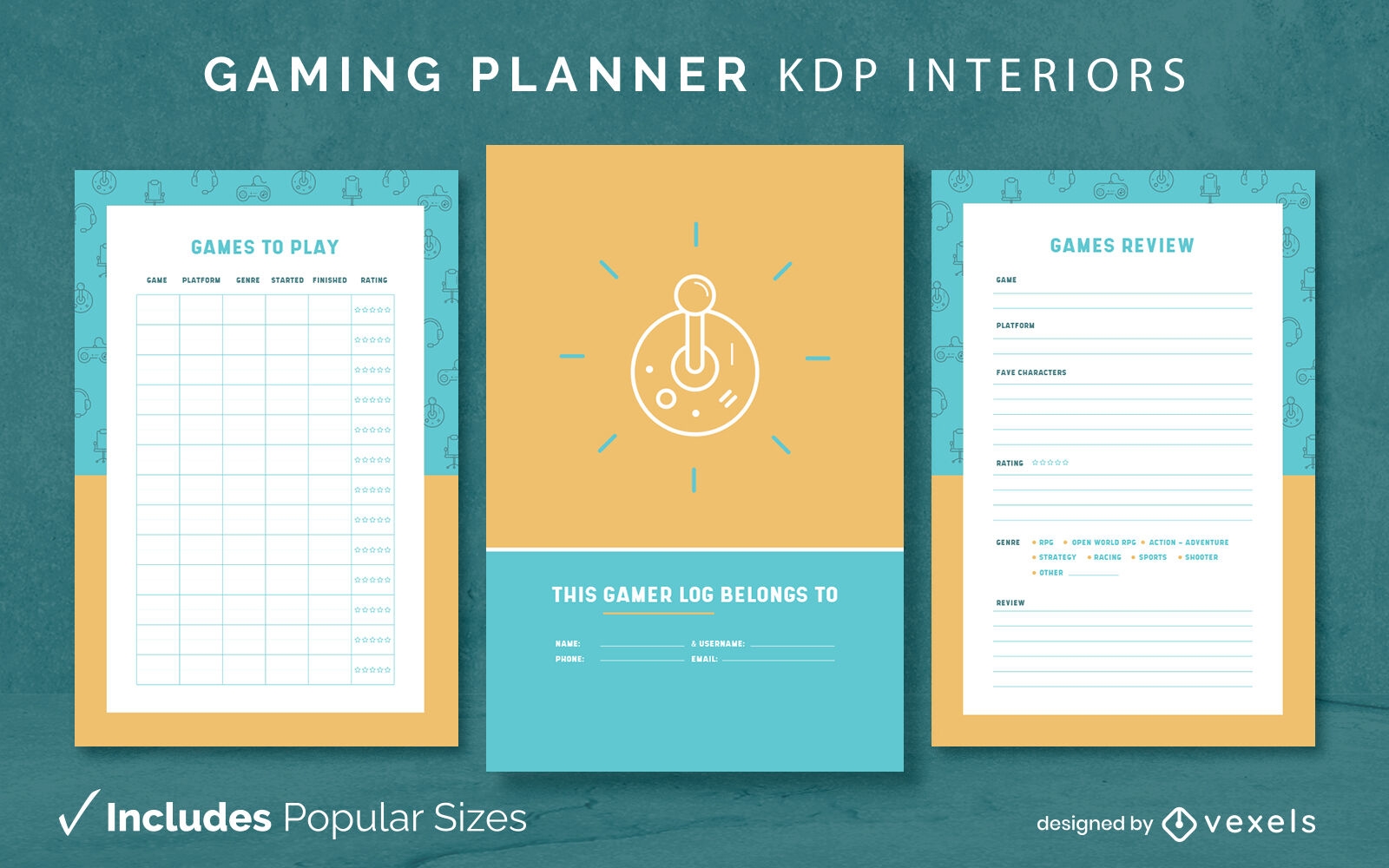 Modelo de design de diário do planejador de jogos KDP
