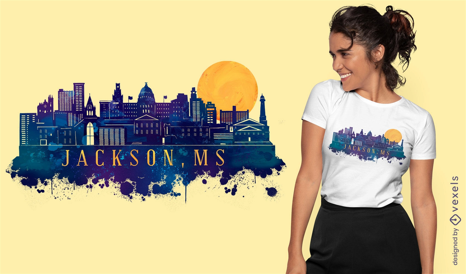 Diseño de camiseta del horizonte de la ciudad de Jackson