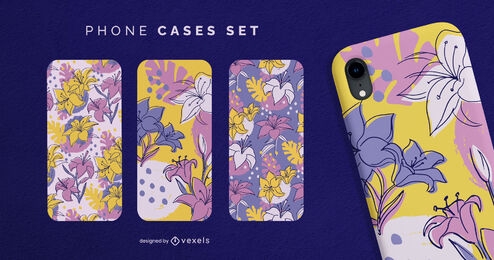 Lily flowers phone cases set design