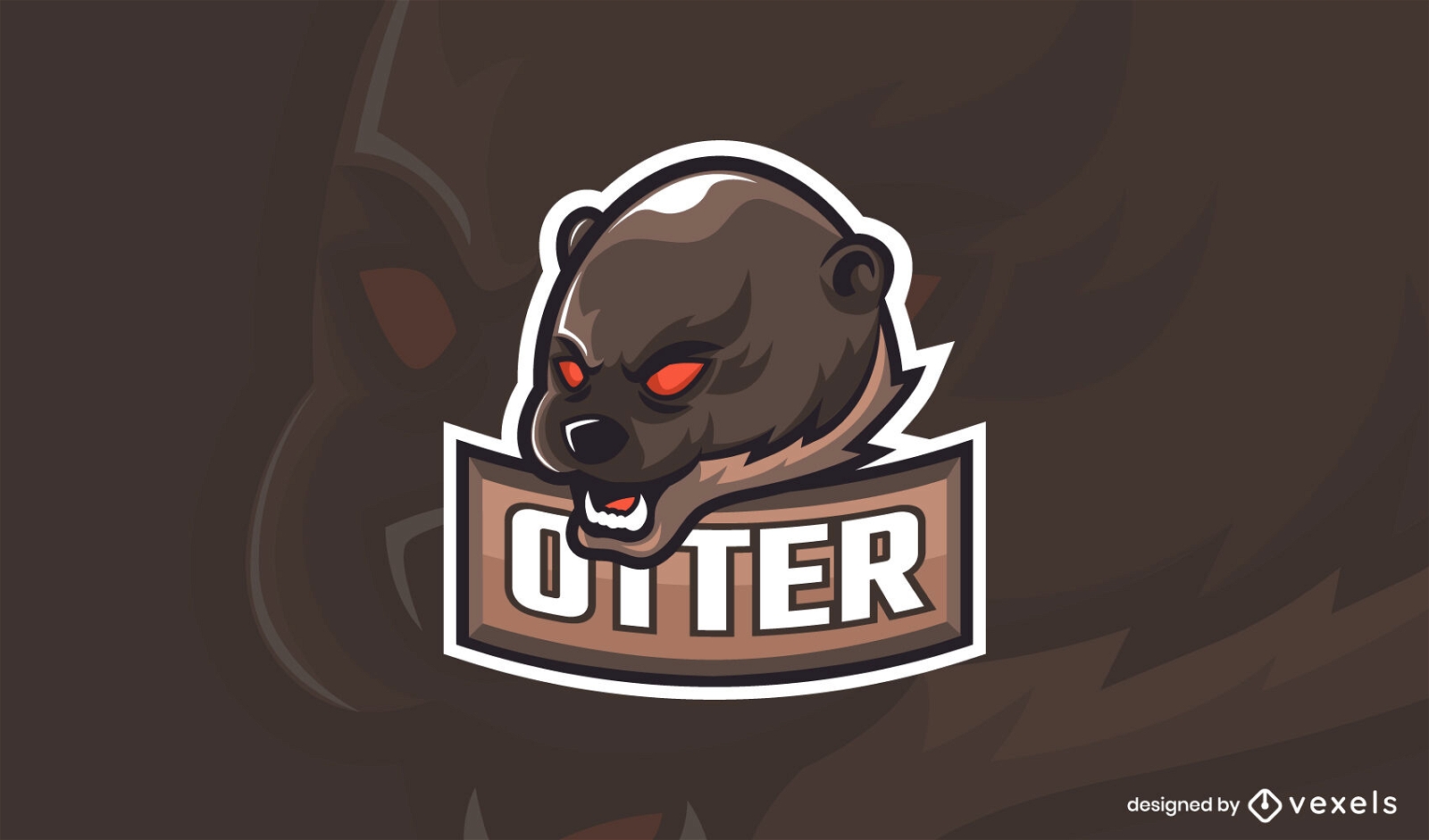W?tende Otter-Wildtier-Logo-Vorlage