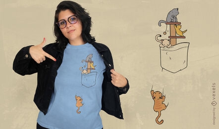 Cats climbing into pocket t-shirt design