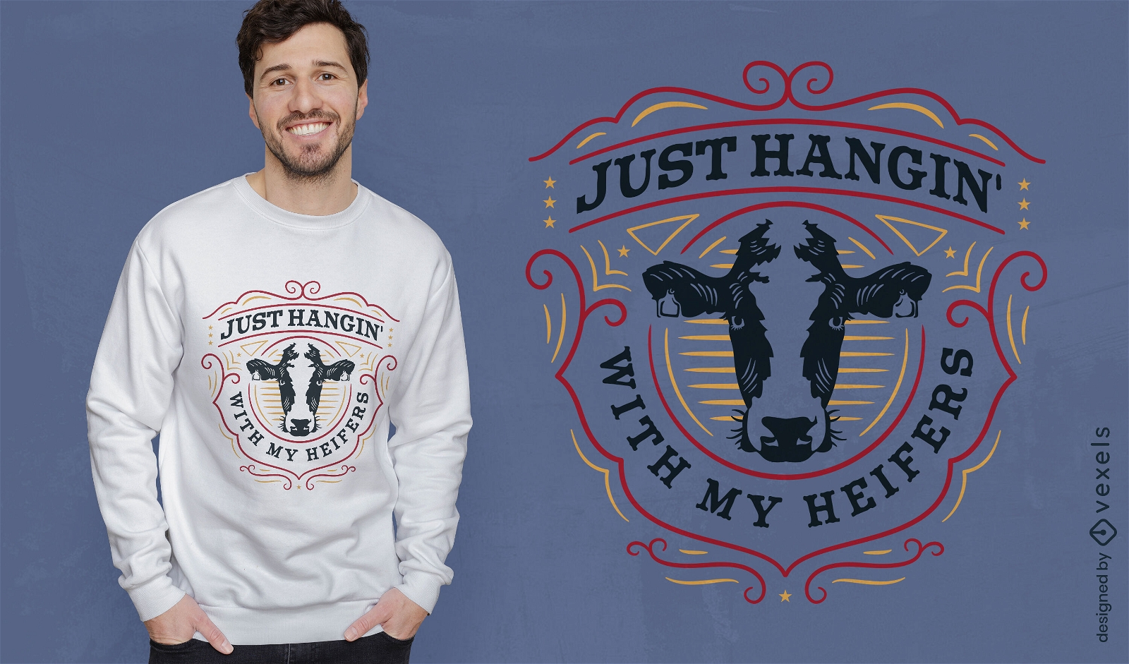 Design de camiseta com citação de vaca de novilhas