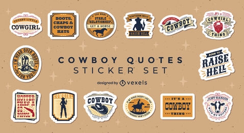 Cowboy quotes stickers set