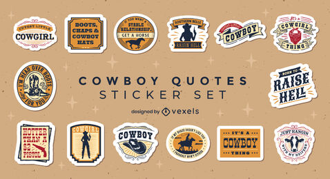 Cowboy-Zitate-Aufkleber-Set