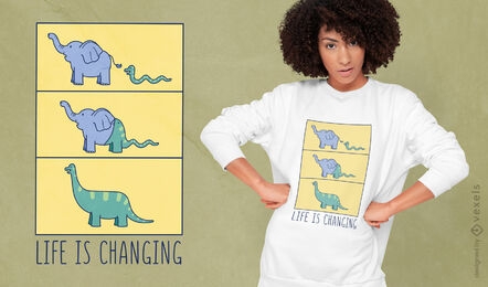 Design de camiseta de elefante comendo cobra