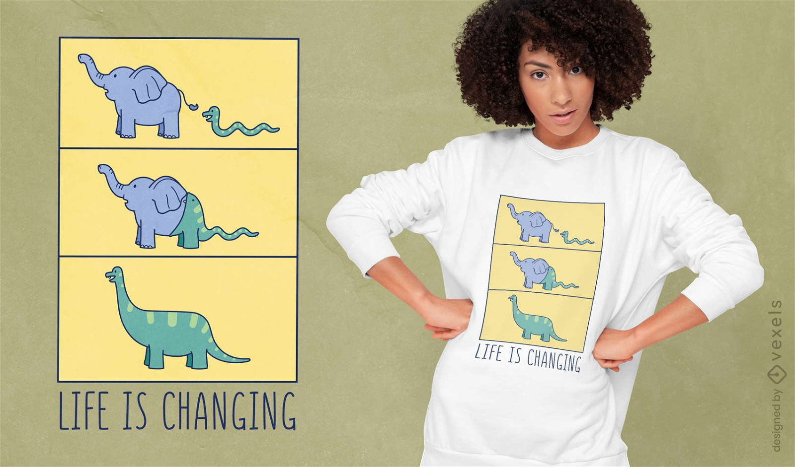 Schlange, die Elefanten-T-Shirt-Design isst