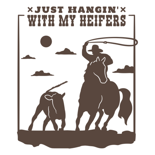 Horses and cows cowboy quote cut out badge PNG Design
