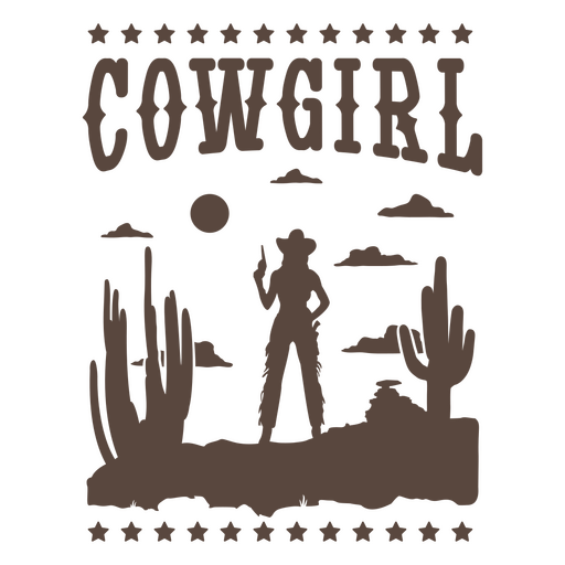 Cowgirl wild west quote cut out badge PNG Design
