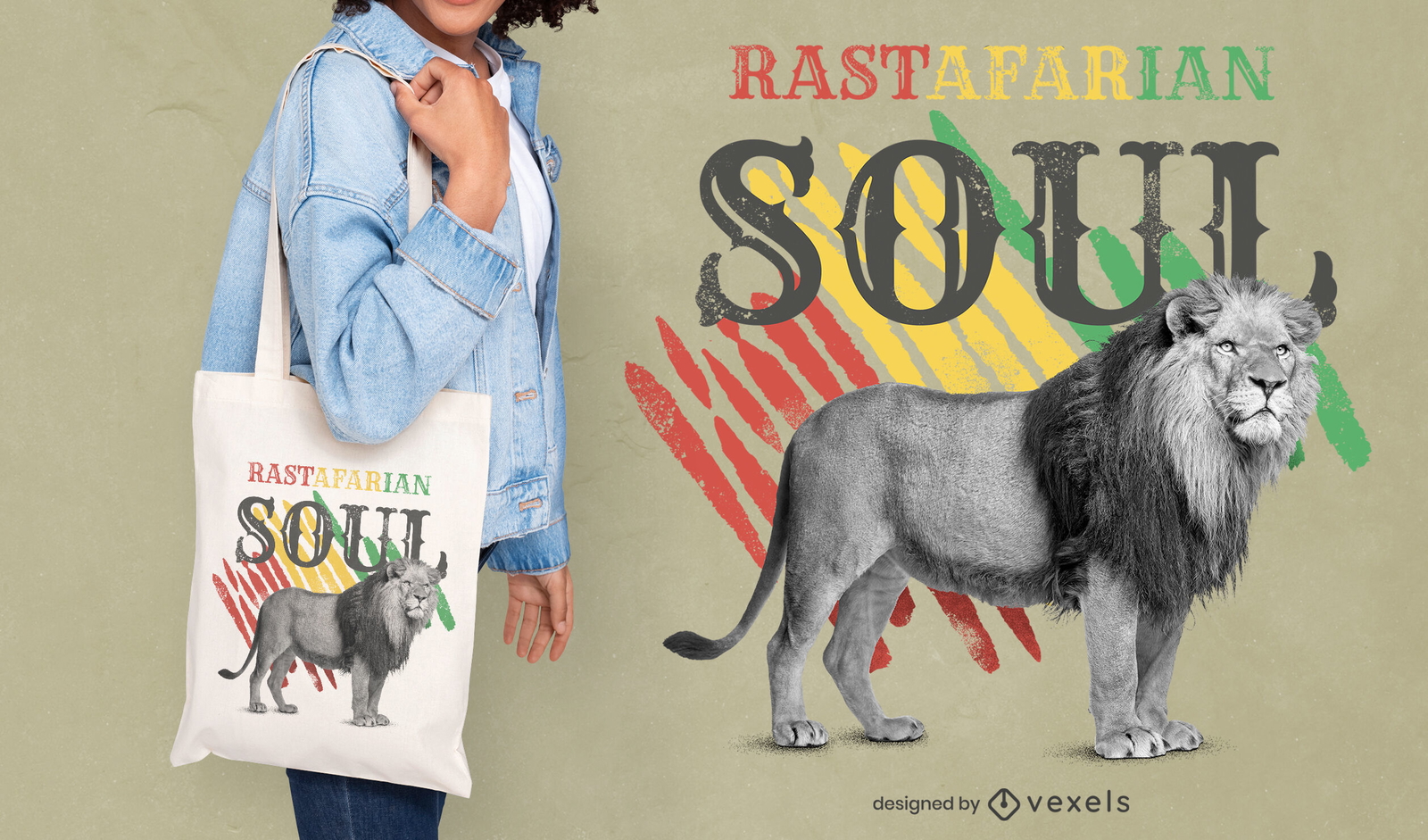 Diseño de bolsa de asas fotográficas de animales salvajes de león